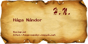 Hága Nándor névjegykártya